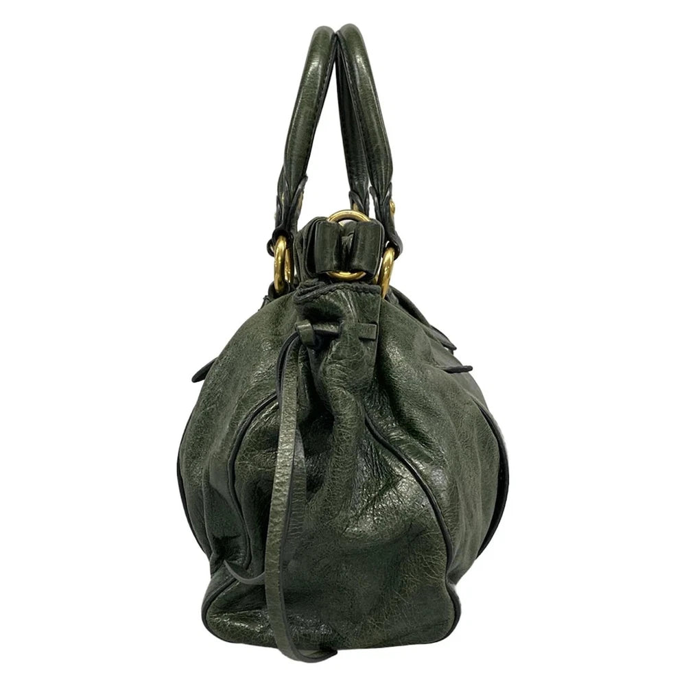 MIU MIU GATHERED BAG - DARK GREEN
