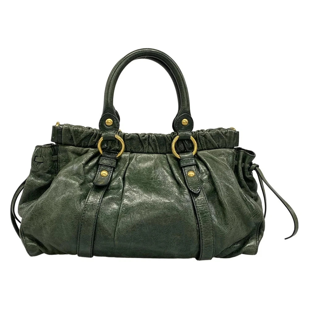 MIU MIU GATHERED BAG - DARK GREEN