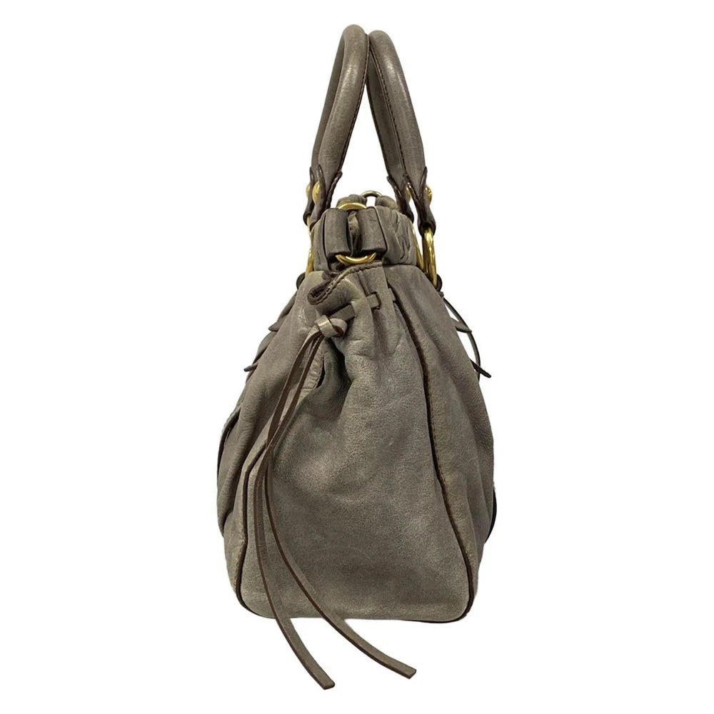 MIU MIU GARTHERED BAG - GREY LEATHER