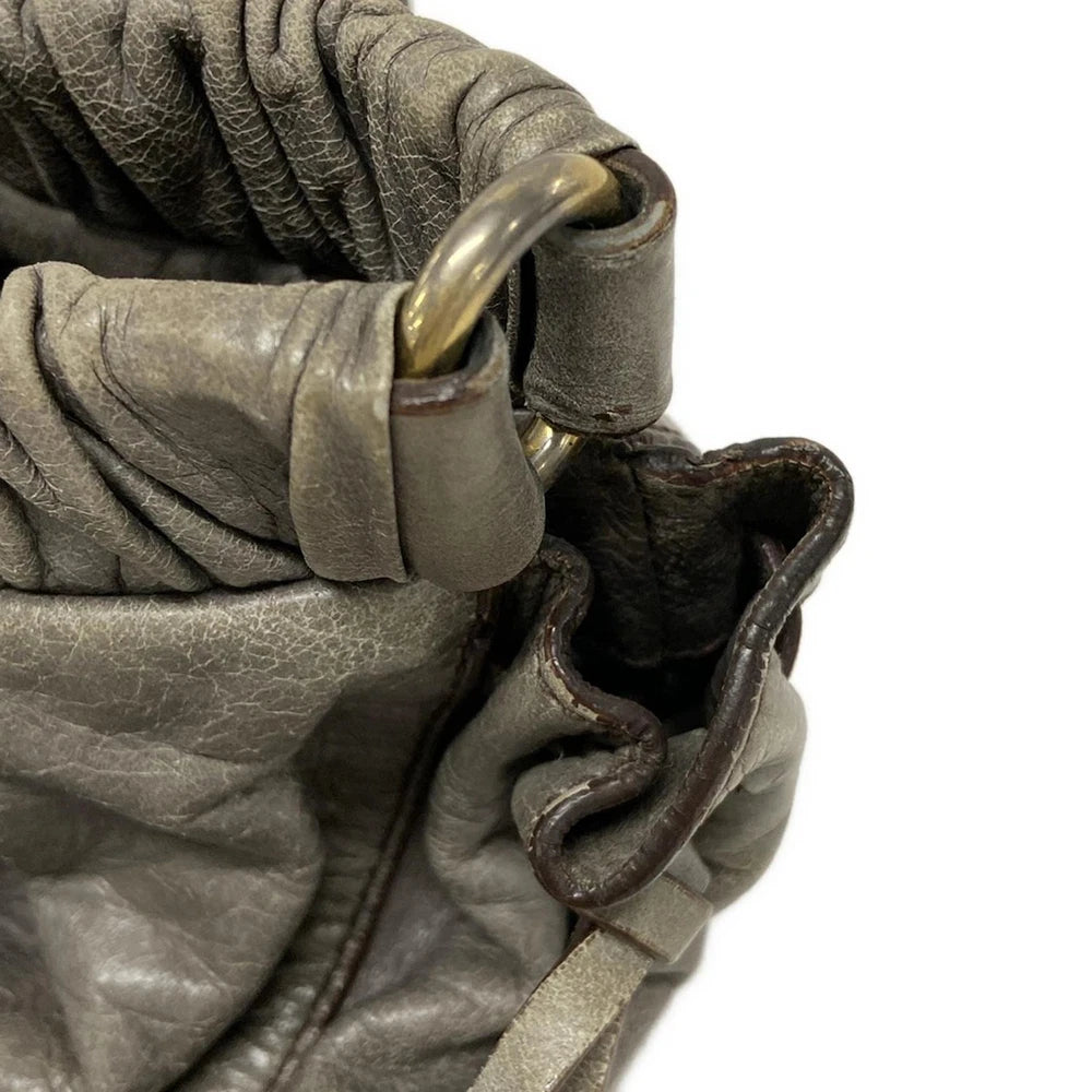 MIU MIU GARTHERED BAG - GREY LEATHER