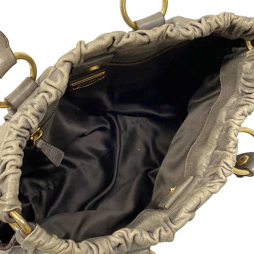 MIU MIU GARTHERED BAG - GREY LEATHER