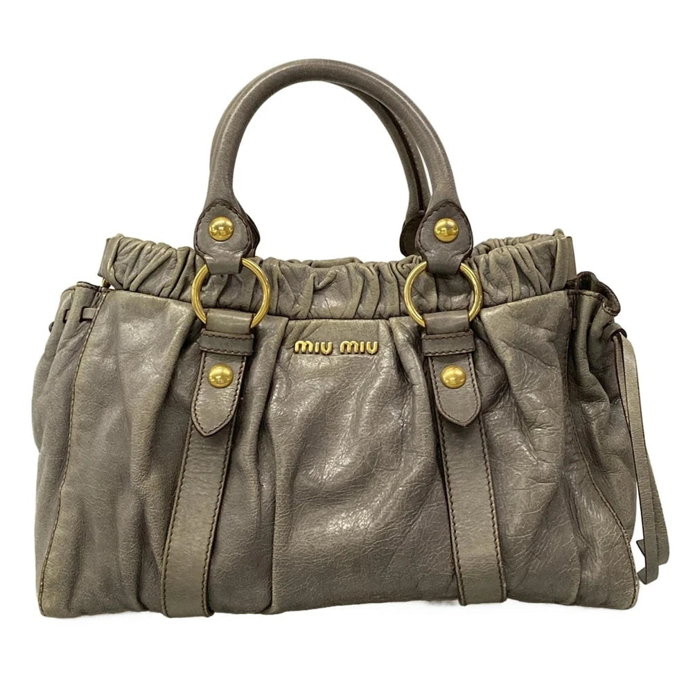 MIU MIU GARTHERED BAG - GREY LEATHER