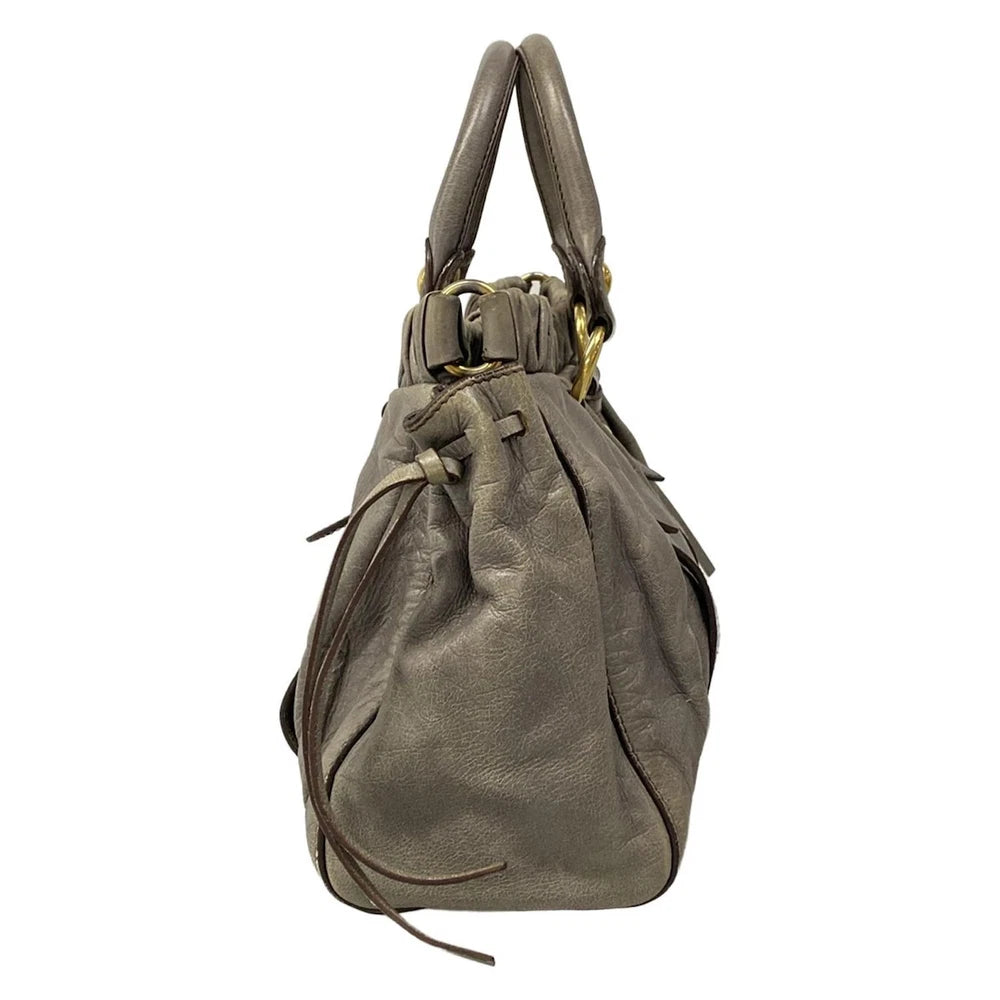 MIU MIU GARTHERED BAG - GREY LEATHER