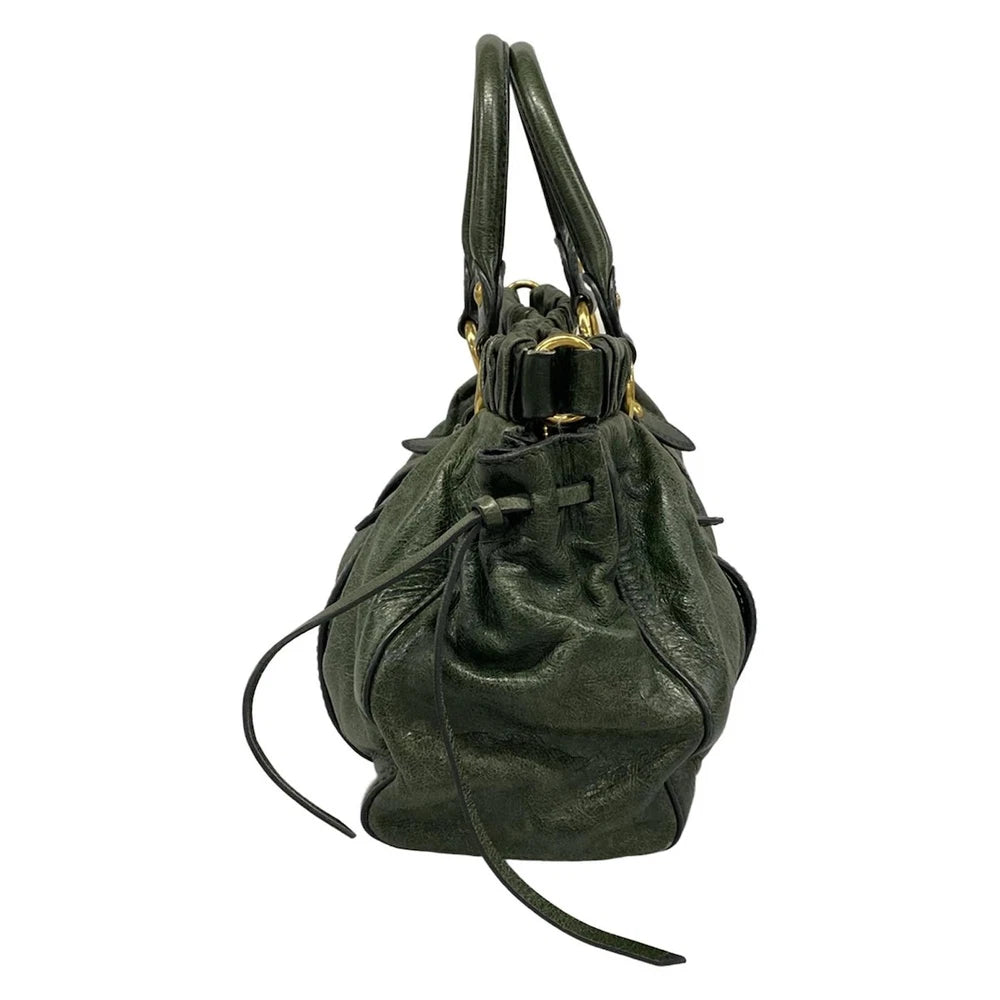 MIU MIU GATHERED BAG - DARK GREEN